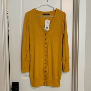 NWT Merokeety Yellow Cardigan size Small